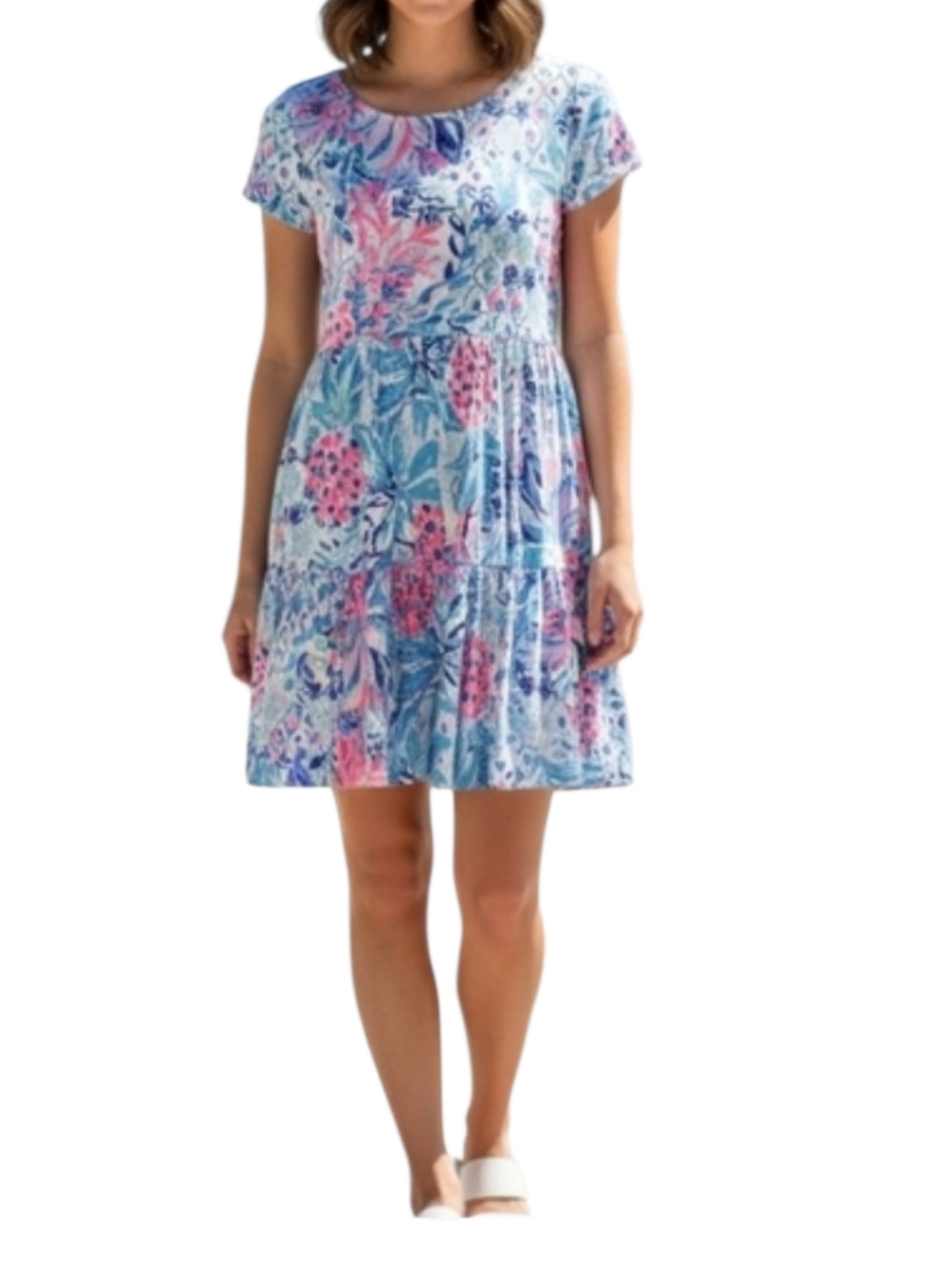 Lilly Pulitzer Pastel Floral  Dress in Blue, Pink & Aqua Size Xs To Small